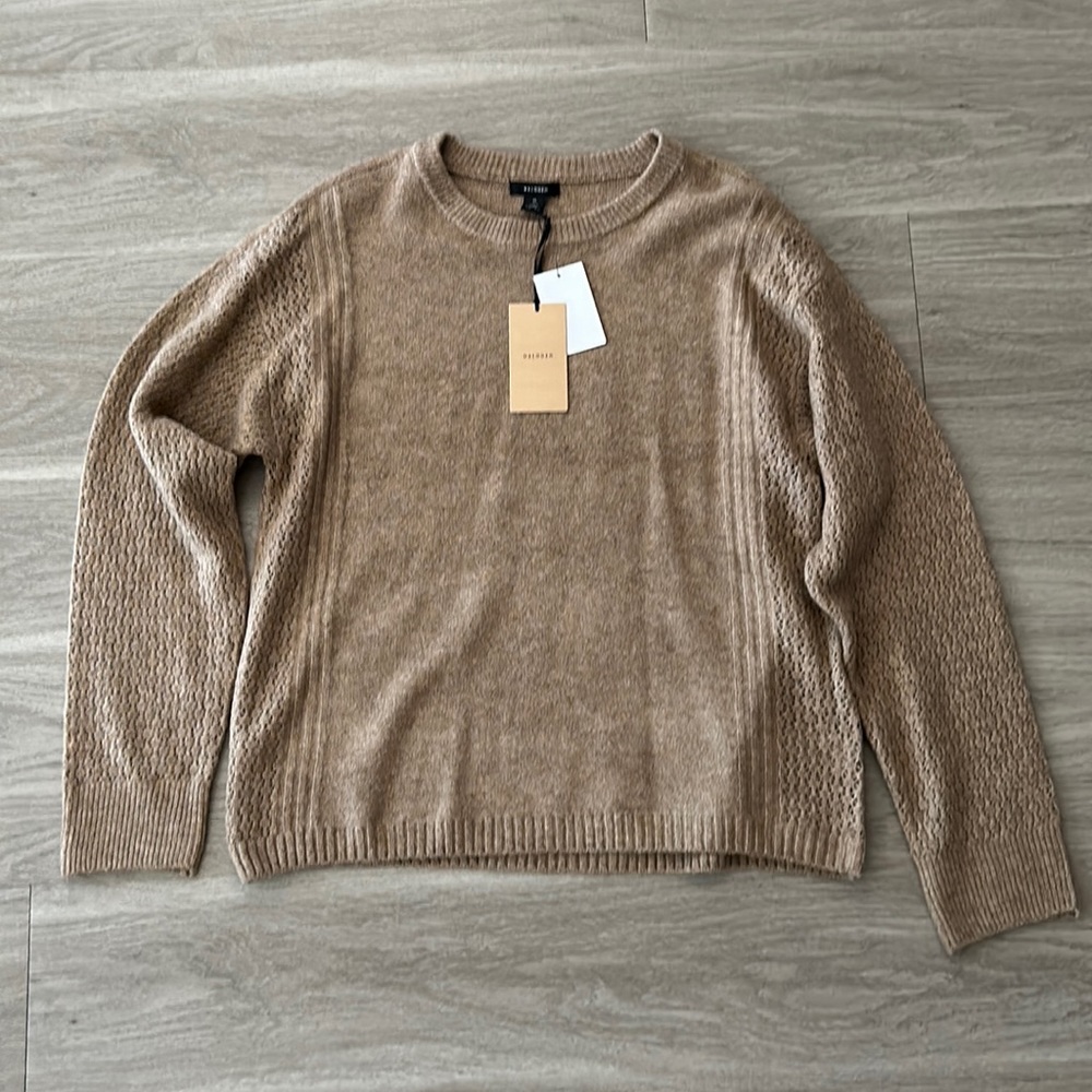 NWT Halogen Pointelle Sleeve Crewneck Sweater